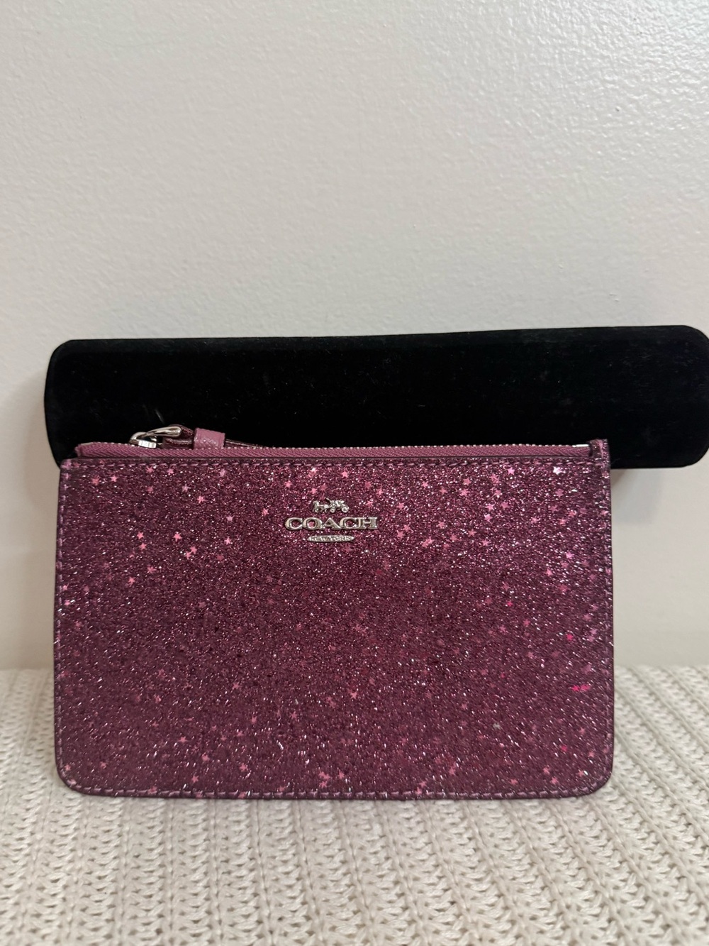 Coach Glitter Zip Pouch/wristlet in Magenta